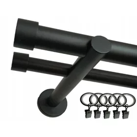   Karniša za prozore s dvostrukim šipkama fi 25+19mm duljine 140 cm - Crna mat