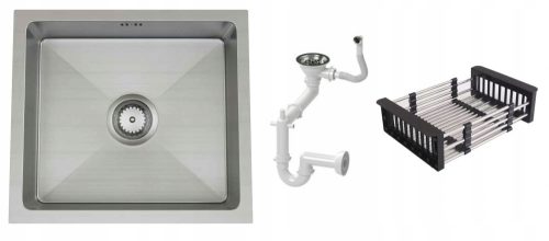 Eos inox sudoper s jednom koritom 450x400 + Košara i Sifon