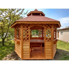   Paviljon za vrt - Prekrivač terase od cerade - Drvena sjenica 4400 - Dimenzije 310 x 350 x 330 cm