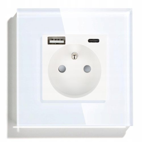 GNIAZDKO KONTAKT z BOLCEM ŁADOWARKA USB AC BIAŁE GNIAZDKA KONTAKTY 2.1A