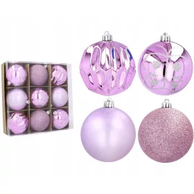  KUGLICE ZA BOŽIĆNO DRVO, LJUBIČASTE, 8 cm, SET od 9 kom