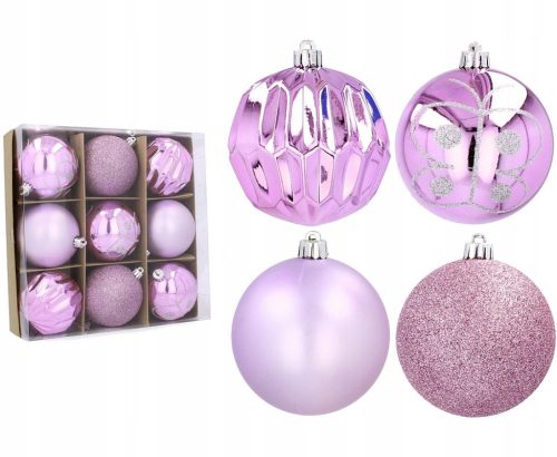  KUGLICE ZA BOŽIĆNO DRVO, LJUBIČASTE, 8 cm, SET od 9 kom