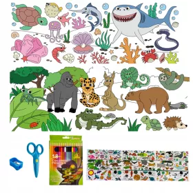    Podne bojanke za djecu Set od 3 kom x 300 cm + bojice + škare