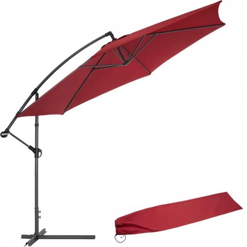 Suncobran za vrt - Aluminijski kišobran promjera 350 cm u crvenoj boji