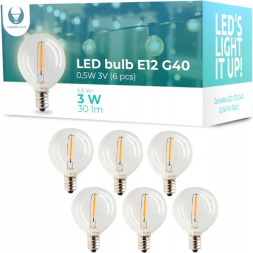 Forever Light Set LED žarulja E12 G40 za solarni vijenac x6