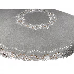 Obrus Klasyczni Haftowany Śr. 130 cm Szary