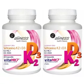   Aliness Vitamin K2 i D3 za čvrste kosti i bolji imunitet, 100 mcg/2000 IU - 120 kapsula