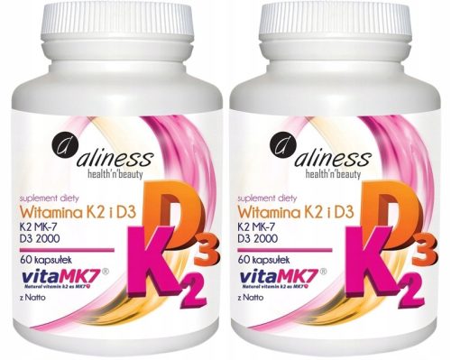 Aliness Vitamin K2 i D3 za čvrste kosti i bolji imunitet, 100 mcg/2000 IU - 120 kapsula