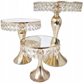   SET Elegantnih Zlatnih Metalnih Pločica za Serviranje, 3 Komada