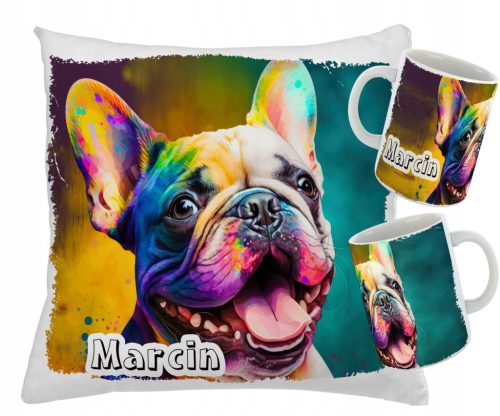  Set ŠALICA + JASTUK FRANCUSKI BULDOG BULDOG RAZNI UZORE + NAZIV