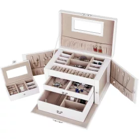 SONGMICS Elegantna Kutija za Nakit s 2 Ladice, Bijela