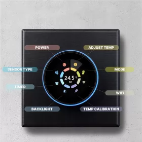    Pametni termostat WIFI gumb vodeno podno grijanje 3A crni GA