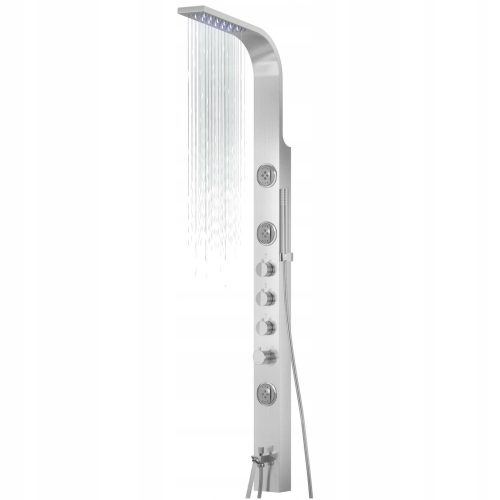 Tuš panel s hidromasažom Corsan Snake, srebrni termostat s LED svjetlima