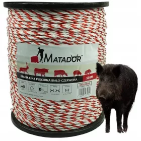   Linijska Matador Premium MTR100R za električne ograde za goveda, ovce, konje 500m bijelo-crvena - otpornost 3,6 Ohm/m
