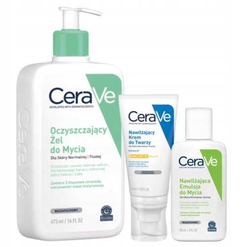 Komplet CeraVe: Hidratantna krema za lice SPF 30 i Čistilni gel, idealni za normalnu do suhu kožu
