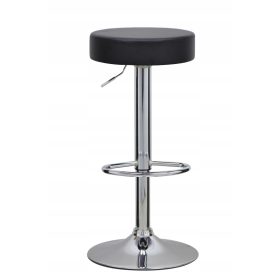 Hoker stožac Beta, crni, kromirani, 88 cm, umjetna koža