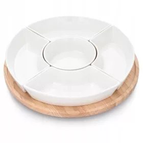   Dizajnerski Okretni Tanjur s Porcelanskim Misecima 2.0 DUKA Warewood Set za Posluživanje