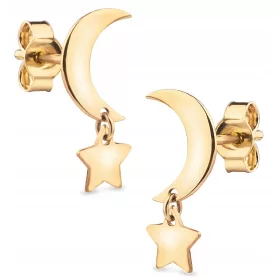 ZLATNE VISEĆE NAUŠNICE S MJESECOM I ZVIJEZDAMA 585 14KT