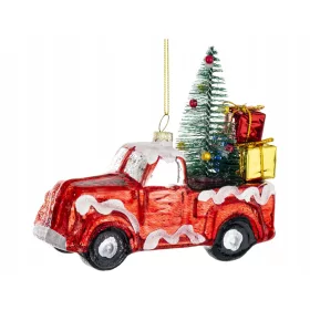    STAKLENA kuglica 12 x 13,5 x 6 cm ukras za božićno drvce - AUTO S DAROVIMA