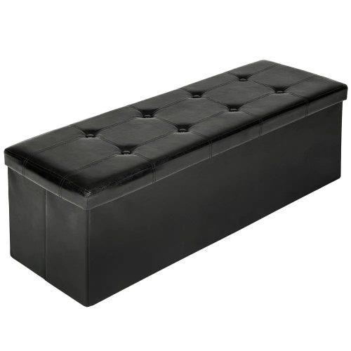 Pufa s pregradom od umjetne kože crna 110 x 38 x 28 cm