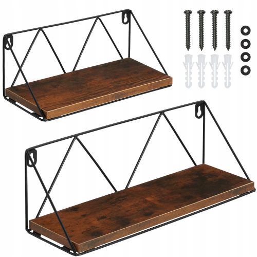 Polica za zid TecTake 41 x 13 cm crna smeđa
