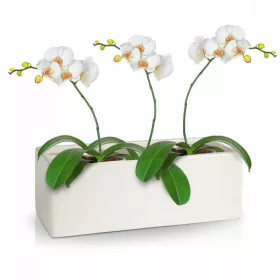   Vrtna posuda - Polnix saksija 38 cm x 16 x 13 cm promjer 16 cm keramika bijela