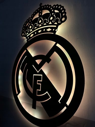 FC Real Madrid 3D LED noćna svjetiljka s drvenom slikom nogometnog grba XL poklon