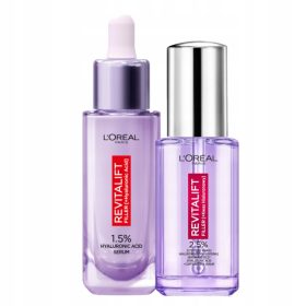   L'Oreal Revitalift Filler Set: Serum za lice protiv bora s hijaluronskom kiselinom, hidratantni serum za područje oko očiju s vitaminom Cg i niacinamidom