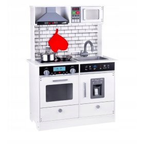   Drvena kuhinja za djecu, Veliki Dječji Štednjak s Svetlom i Ledomat
