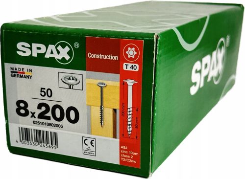 Spax vijci za drvo 8 x 200 mm 50 kom.
