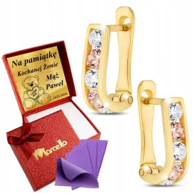   Zlatne dječje naušnice za krštenje u obliku srca s engleskom kopčom i gravurom zlata 585 + BESPLATAN DAR