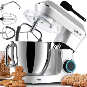   MalTec Chef2200W SL Planetarni Mikser Multifunkcionalni Srebrno/Sivi 6,5L 2200W