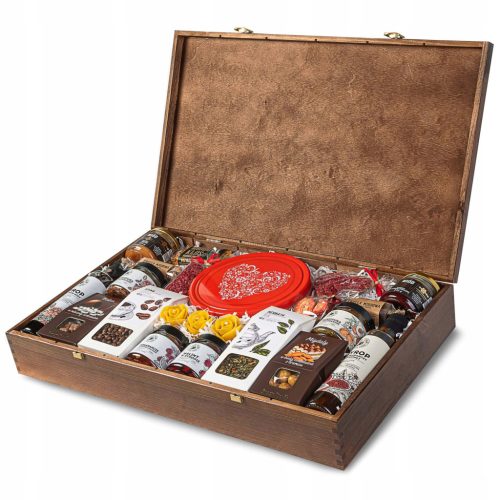  Poklon set, velika kutija, 22 proizvoda, čaj, kava, med, slatko
