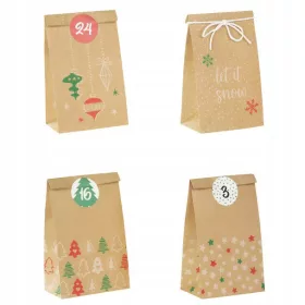    ADVENTSKI KALENDAR DIY KRAFT PAPIRNATE VREĆICE BOŽIĆNI DAR 24kom