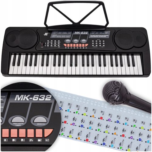 Meike Keyboard Piano MK-632 za Djecu s Mikrofonom, Stalakom i Naklejkama