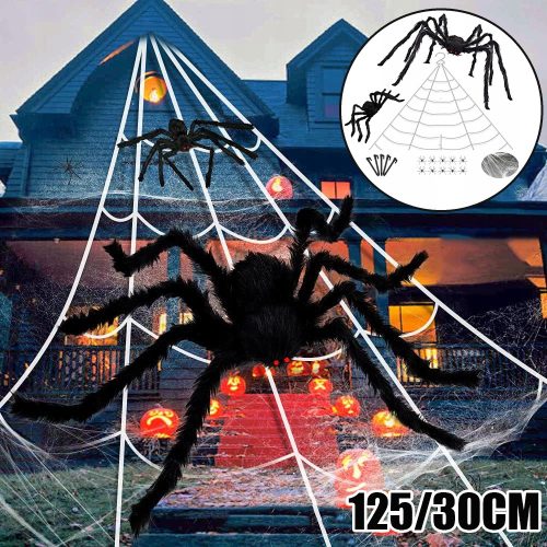  HALLOWEEN MREŽA ZA PAUK, DEKORATIVNI SET, DLAKAVI PUK 125 CM