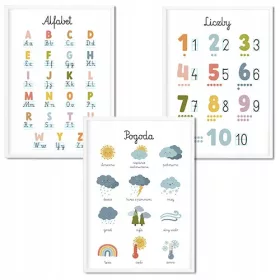   Edukativni set od 3 plakata 30x40 cm sa različitim dizajnima Abecede Montessori brojeva