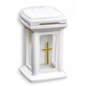 Kapela s križem od bijele keramike, visine 26 cm