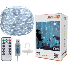   SuperLED Božićna Svjetlosna Zavjesa 300 LED Lampica 3x3 m USB SuperLED Žice + Daljinski Upravljač