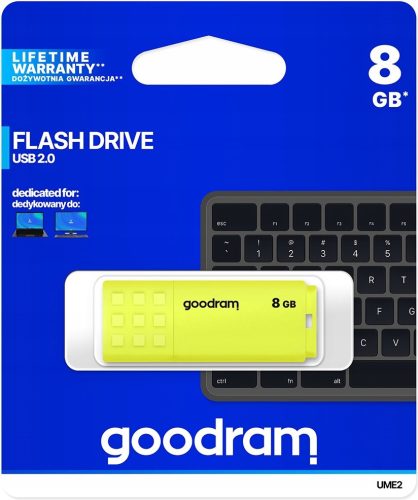 Pojamčeni USB 2.0 memorijski stick GOODRAM UME2 8GB žute boje