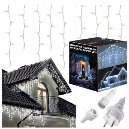 Vanjske božićne lampice SOPLE 300 LED - Hladno bijela svjetla za zavjese