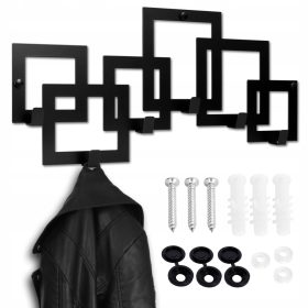   Viseća vješalica za kapute i odjeću, elegantnog crnog dizajna, idealna za predsoblje. Izrađena od visokokvalitetnog materijala, s mat završnom obradom za loftovski izgled. Ova funkcionalna vješalica ć