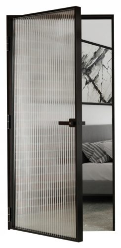 Galakor Elegantna Crna Staklena Vrata sa Aluminijskim Okvirom 88 cm