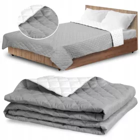 Narzuta Mikrofibra Dwustronna 160x200 cm Bijelo-Siva