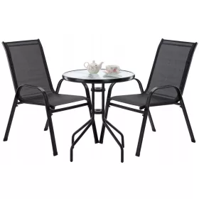   Set vrtnog namještaja - Garnitura vrtnog namještaja GardenLine, crni metal, 3 komada.
