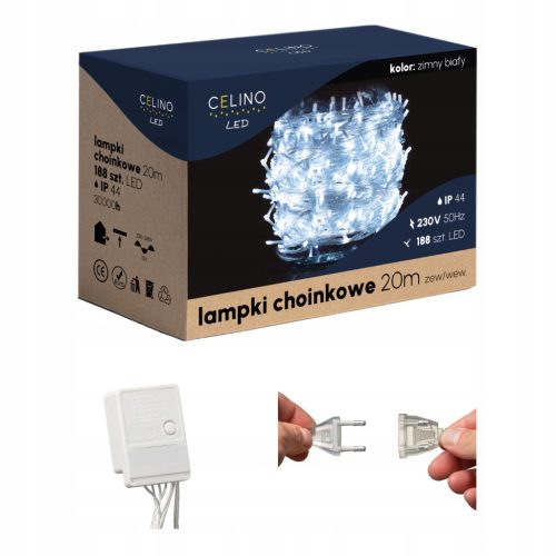 Celino unutarnje božićne lampice 20m 188 LED hladno bijela