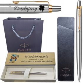 Parker Jotter Stalowy GT 23k zlatna gravura poklon set