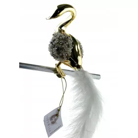  STAKLENA KUGLICA GOLDEN SWAN 25cm PREMIUM OBLIKA