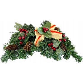  BOŽIĆNA ČESTITKA, ZLATNI GERLAND S DEKORACIJAMA, 45 cm