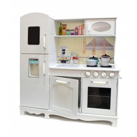   Dječja drvena kuhinja LittleFoodies White | Velika kuhinja s pećnicom i hladnjakom za igru - 4iQ Groups Gaja ZAB000013